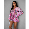 Ružový kvetinový letný overal VYSBY s opaskom