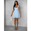 Svetlomodré koktailové mini šaty VERDALEN s volánikmi