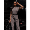 Tmavě béžová elegantní kalhotová souprava RISORA (Veľkosť ONESIZE)