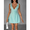 Svetlo zelené áčkové mini šaty SOPRON s výstrihom do V