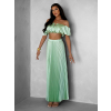 Svetlozelený saténový komplet ZERA so sukňou