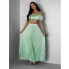 Svetlozelený saténový komplet ZERA so sukňou