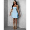 Svetlomodré krátke saténové šaty SHRYKOS