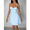 Svetlomodré krátke saténové šaty SHRYKOS