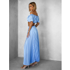 Svetlomodrý saténový komplet ZERA so sukňou