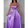 Fialové dlhé saténové šaty HELSIN na ramienka