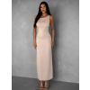 Krémové elegantné elastické dlhé šaty BURATA