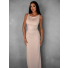 Krémové elegantné elastické dlhé šaty BURATA