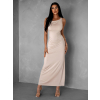 Krémové elegantné elastické dlhé šaty BURATA