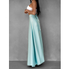 Mentolová saténová dlhá sukňa DENISSE zavinovacia