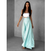 Mentolová saténová dlhá sukňa DENISSE zavinovacia
