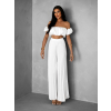 Biely letný plisovaný nohavicový komplet VISEU