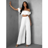 Biely letný plisovaný nohavicový komplet VISEU
