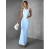Modré priliehavé dlhé šaty AVALIN