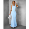 Modré priliehavé dlhé šaty AVALIN