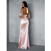 Svetloružové dlhé saténové šaty PULONA