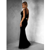 Čierne elegantné dlhé šaty BROULIO s výstrihom