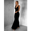 Čierne elegantné dlhé šaty BROULIO s výstrihom