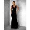 Čierne elegantné dlhé šaty BROULIO s výstrihom