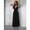 Čierne elegantné dlhé šaty SAURANA s rázporkom