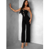 Čierny elegantný overal BREKER s gombíkmi