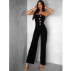 Čierny elegantný overal BREKER s gombíkmi