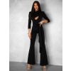 Čierny elegantný spoločenský overal LIBORA s prestrihmi