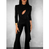 Čierny elegantný spoločenský overal LIBORA s prestrihmi