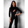 Čierny elegantný spoločenský overal LIBORA s prestrihmi