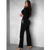 Čierny elegantný spoločenský overal LIBORA s prestrihmi