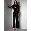 Čierny elegantný spoločenský overal LIBORA s prestrihmi