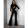 Čierny elegantný spoločenský overal LIBORA s prestrihmi