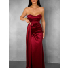 Bordové dlhé saténové šaty ALITAN s korzetom