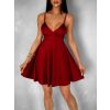 Bordó krátké letní saténové šaty DARANA (Veľkosť ONESIZE)