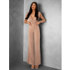 Hnedý elegantný dlhý spoločenský overal ELSASA