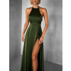 124550 6 khaki dlouhe satenove saty hambur
