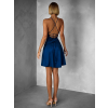 Petrolejové krátke áčkové saténové šaty KALLE