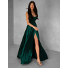Smaragdové dlhé saténové šaty HELSIN na ramienka