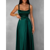 Smaragdové dlhé saténové šaty HELSIN na ramienka