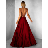 Bordové dlhé plesové šaty CELLINES so šnurovaním a rázporkom
