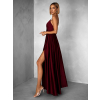 Vínové dlhé saténové šaty PERFECTLY