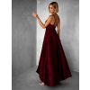 Vínové dlhé saténové šaty PERFECTLY