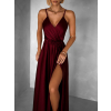 Vínové dlhé saténové šaty PERFECTLY
