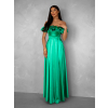 Zelené plesové saténové dlhé šaty EBOLIA bez ramienok