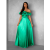 Zelené plesové saténové dlhé šaty EBOLIA bez ramienok