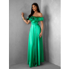 Zelené plesové saténové dlhé šaty EBOLIA bez ramienok