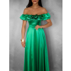 Zelené plesové saténové dlhé šaty EBOLIA bez ramienok