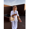 Biely nohavicový mušelínový komplet THEIA s košeľou