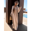 Béžové maxi dlhé mušelínové košeľové šaty EVANES