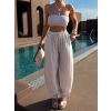 Béžový mušelínový crop top BALEEN pás přes prsa (Veľkosť ONESIZE)